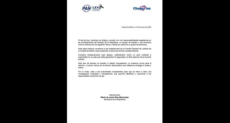 DIRIGENTE DEL PAN EN AGS, JAVIER LÚEVANO, MANIFIESTA SU APOYO A LA SENADORA CHUYA DÍAZ TRAS EL ATAQUE DEL QUE FUE VÍCTIMA | VIDEO 