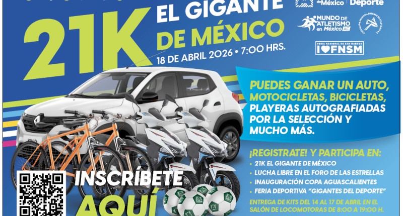 INVITA EL IDEA AL MEDIO MARATÓN DEL GIGANTE DE MÉXICO ESTE 18 DE ABRIL EN AGUASCALIENTES