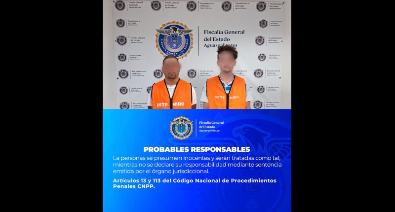 A PROCESO A DOS SUJETOS QUE A PUNTA DE PISTOLA ROBARON VARIAS TIENDAS  EN AGUASCALIENTES