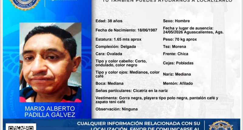 SE BUSCA A MARIO ALBERTO PADILLA GÁLVEZ