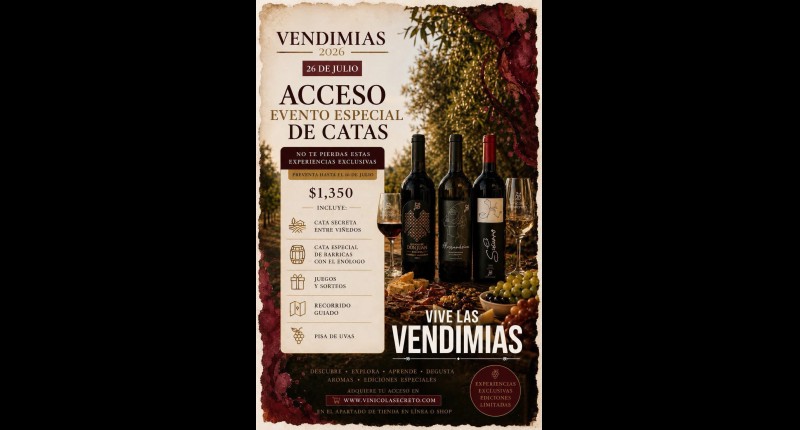 ¿BUSCAS UNA EXPERIENCIA ÚNICA? VINÍCOLA EL SECRETO, EN AGS, CELEBRA SU VENDIMIA ESTE 25 Y 26 DE JULIO