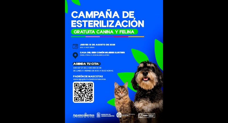 LA CASA DEL BIEN COMÚN MUJERES ILUSTRES EN AGS SERÁ SEDE DE LA JORNADA DE ESTERILIZACIÓN CANINA Y FELINA
