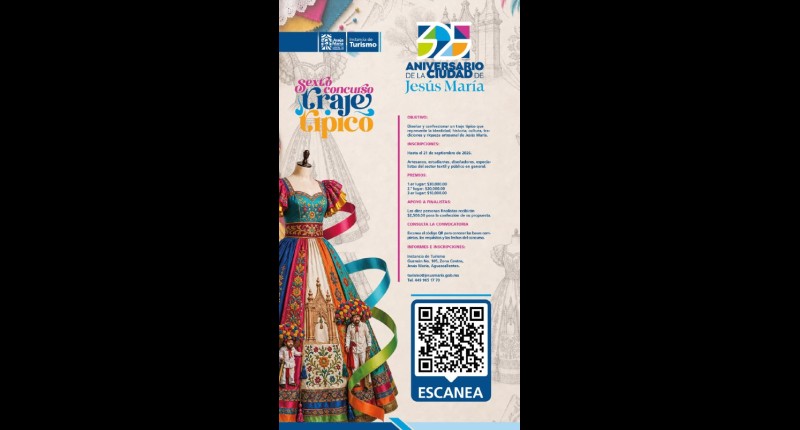 ABREN CONVOCATORIA AL SEXTO CONCURSO DE TRAJE TÍPICO DE JESÚS MARÍA, AGS