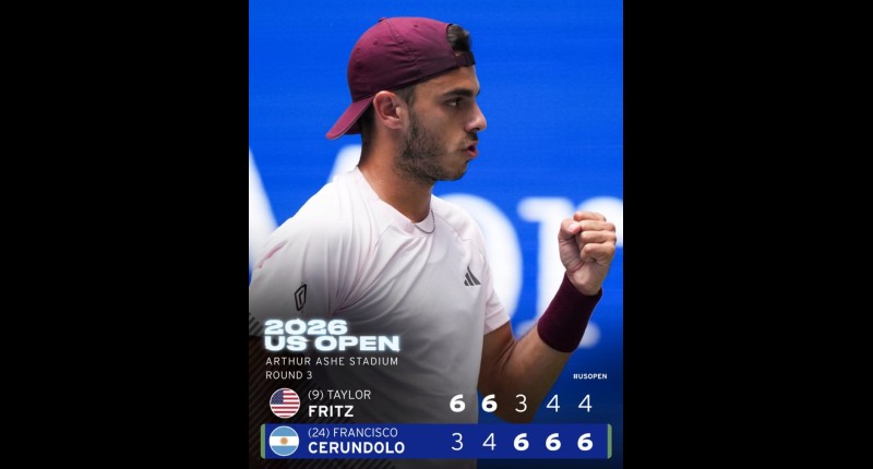 FRANCISCO CERÚNDOLO REMONTÓ DOS SETS ANTE FRITZ Y SE METIÓ EN LOS OCTAVOS DEL US OPEN POR PRIMERA VEZ