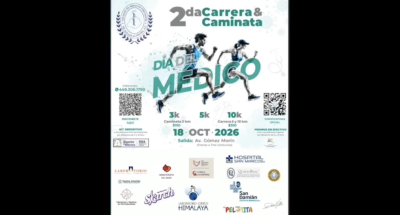 VIDEO| INVITAN A LA CARRERA Y CAMINATA DEL DÍA DEL MÉDICO EL 18 DE OCTUBRE EN AGS