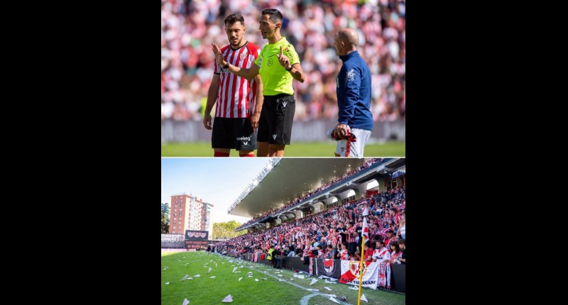 LO NUNCA VISTO EN LALIGA: LA AFICIÓN DEL RAYO VALLECANO BOICOTEA EL PARTIDO CONTRA EL ATHLETIC DE BILBAO CON EL LANZAMIENTO DE OBJETOS AL CAMPO EN UNA PROTESTA CONTRA SU PRESIDENTE